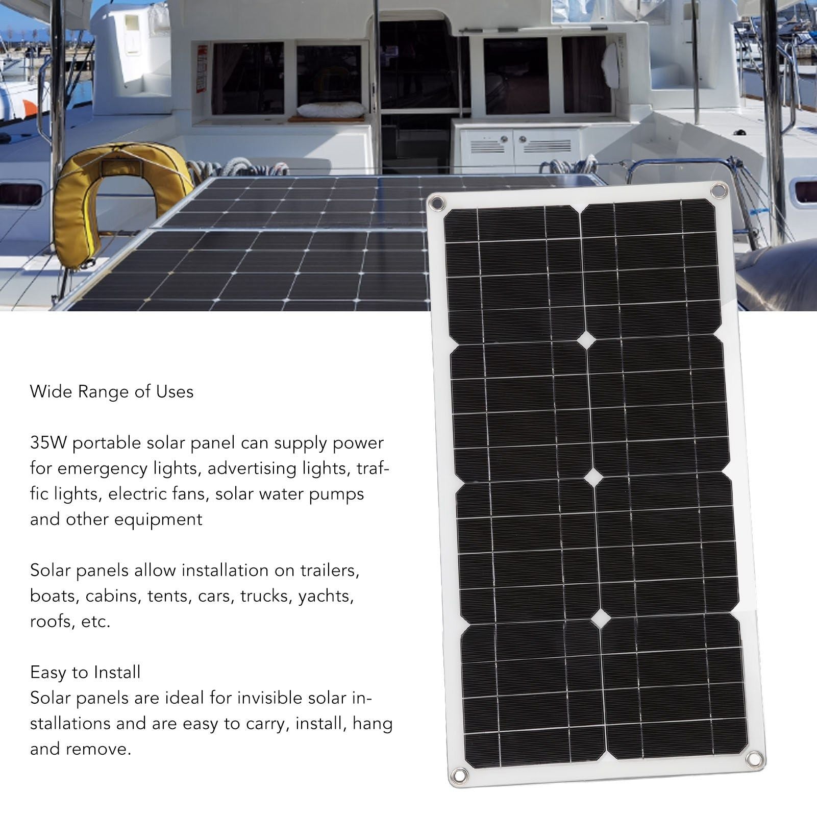 35W Solar Panel Portable USB Solar Panel Charger with Lightweight Thin Design for Vehicles Boats V1294-YM3114220081711-0421