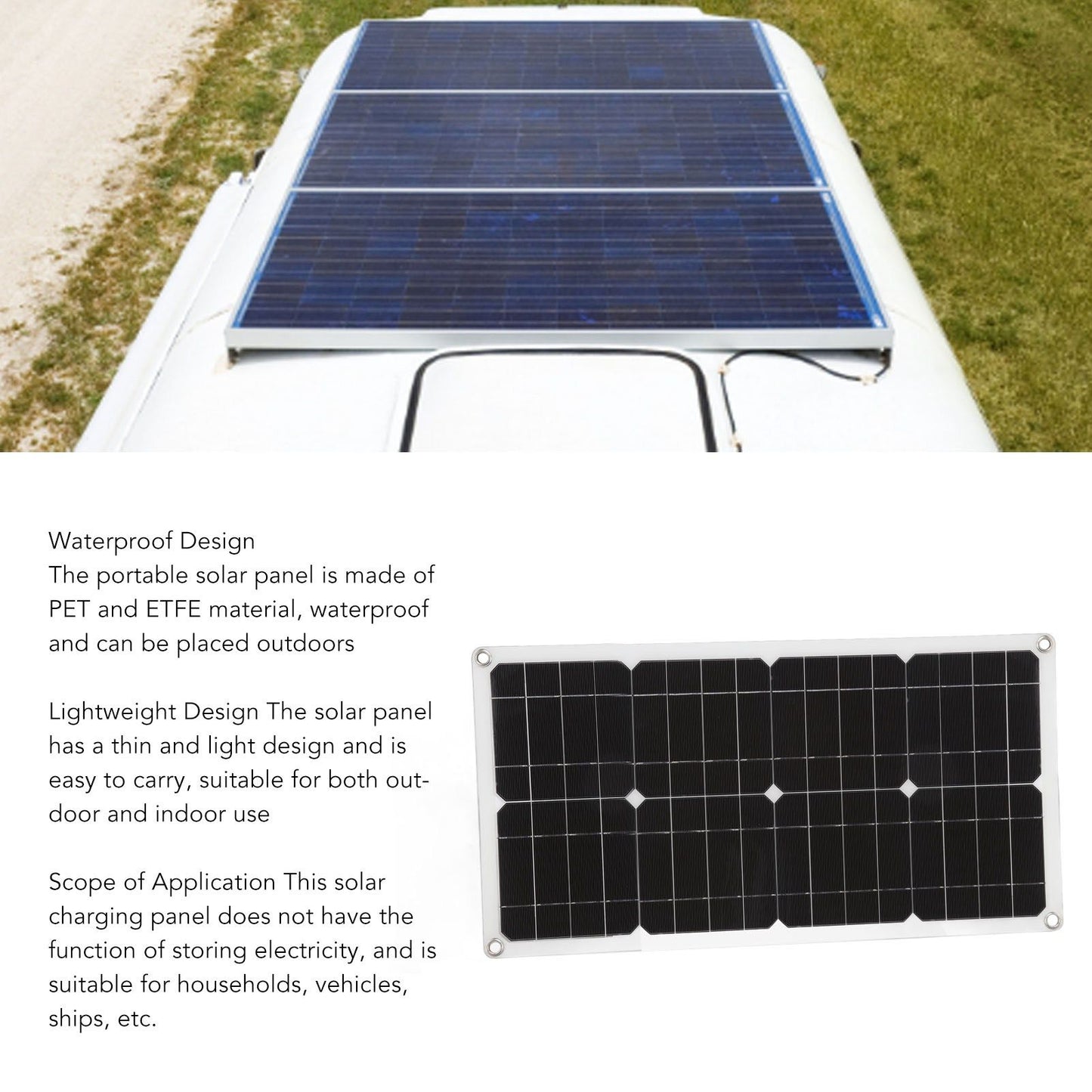 35W Solar Panel Portable USB Solar Panel Charger with Lightweight Thin Design for Vehicles Boats V1294-YM3114220081711-0421