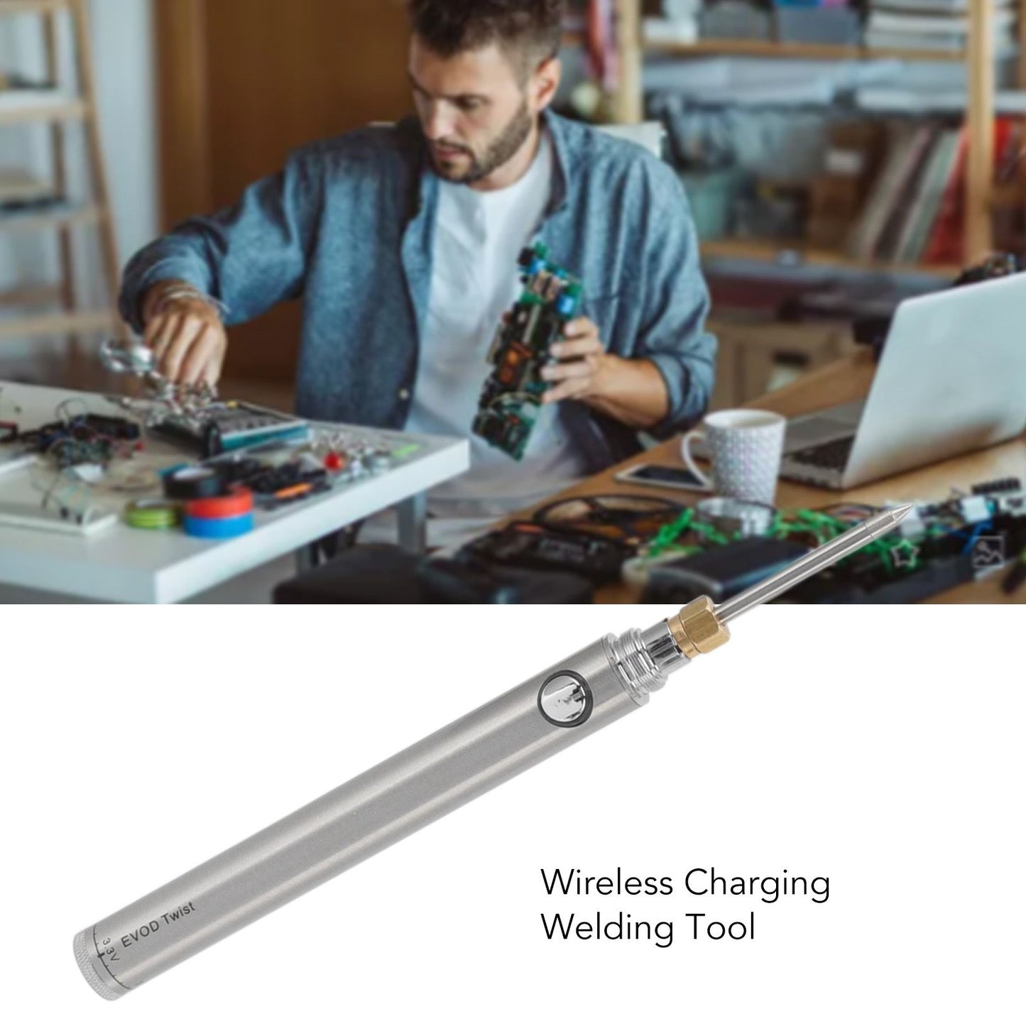 Wireless Charging Welding Pen Rechargeable Soldering Iron Tip Tool with 510 Interface Silver V1294-YM3114220082712-0421