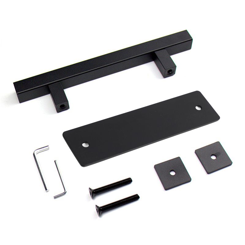 Sliding Barn Door Handle Flat Back Plate Double Sided Rectangular Black Door Pull Handle V1294-YM3114220084011-0421