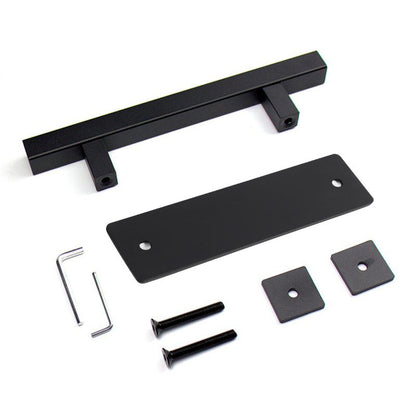 Sliding Barn Door Handle Flat Back Plate Double Sided Rectangular Black Door Pull Handle V1294-YM3114220084011-0421