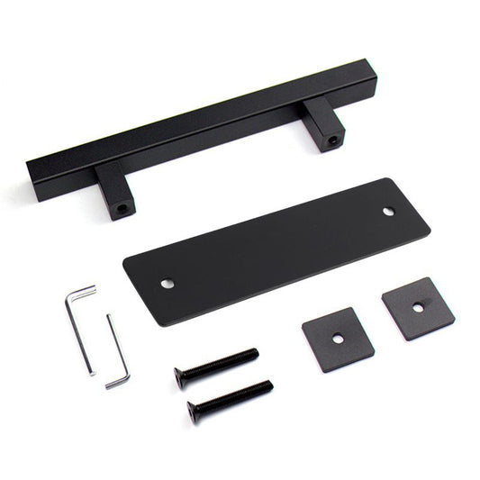Sliding Barn Door Handle Flat Back Plate Double Sided Rectangular Black Door Pull Handle V1294-YM3114220084011-0421