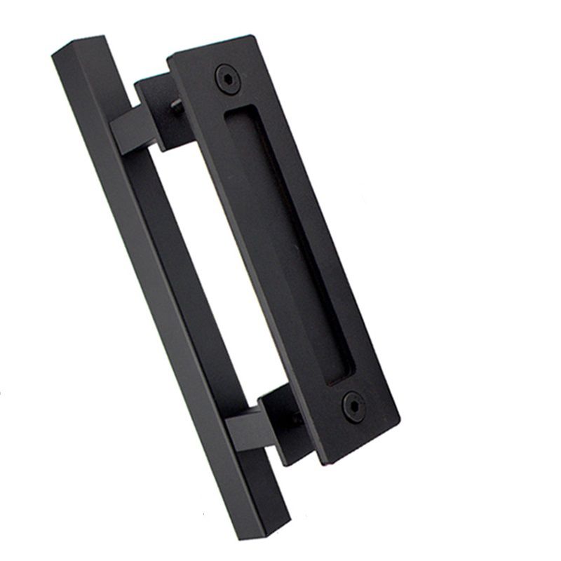 Sliding Barn Door Handle Flat Back Plate Double Sided Rectangular Black Door Pull Handle V1294-YM3114220084011-0421