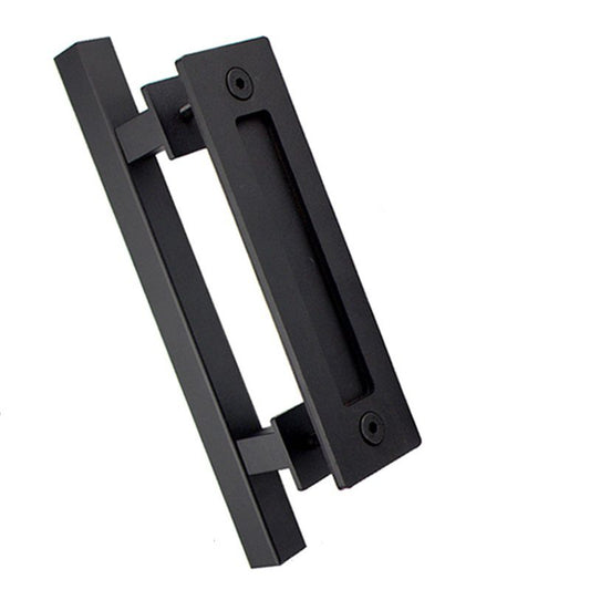Sliding Barn Door Handle Flat Back Plate Double Sided Rectangular Black Door Pull Handle V1294-YM3114220084011-0421