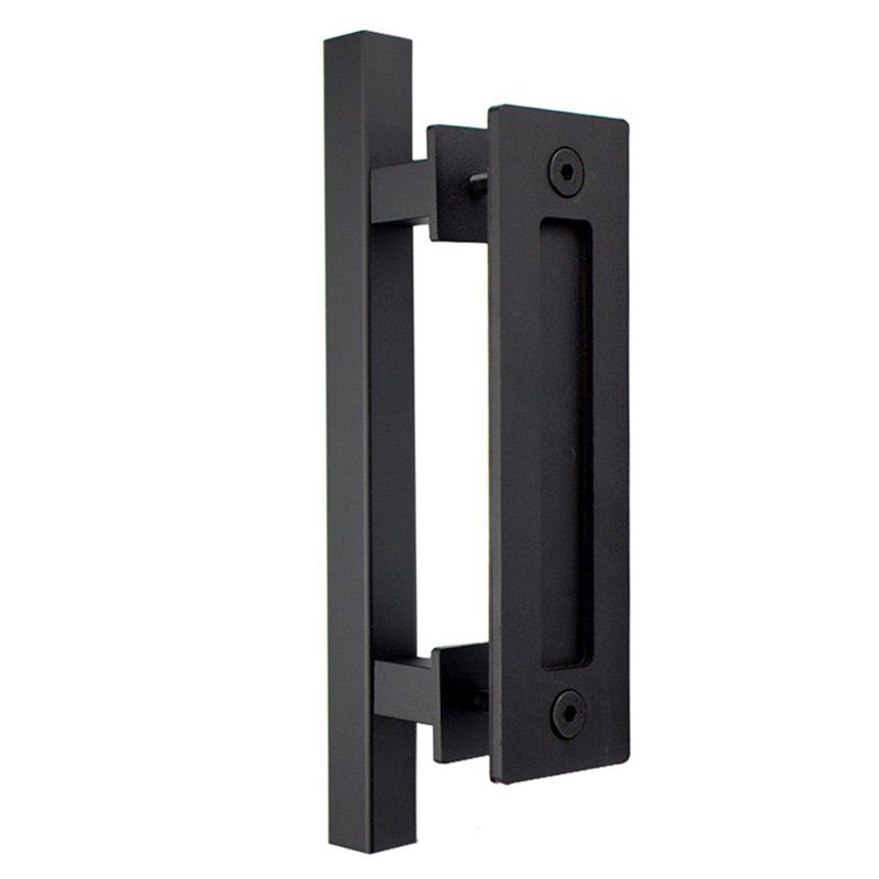 Sliding Barn Door Handle Flat Back Plate Double Sided Rectangular Black Door Pull Handle V1294-YM3114220084011-0421