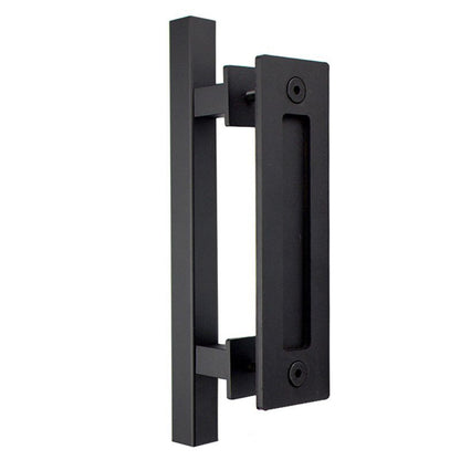 Sliding Barn Door Handle Flat Back Plate Double Sided Rectangular Black Door Pull Handle V1294-YM3114220084011-0421