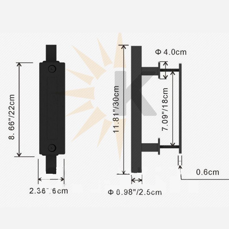 Sliding Barn Door Handle Flat Back Plate Double Sided Rectangular Black Door Pull Handle V1294-YM3114220084011-0421