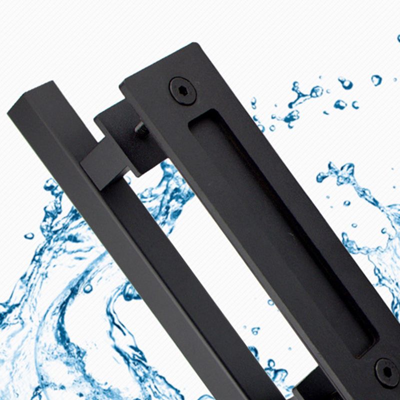 Sliding Barn Door Handle Flat Back Plate Double Sided Rectangular Black Door Pull Handle V1294-YM3114220084011-0421