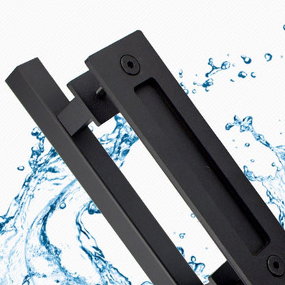 Sliding Barn Door Handle Flat Back Plate Double Sided Rectangular Black Door Pull Handle V1294-YM3114220084011-0421