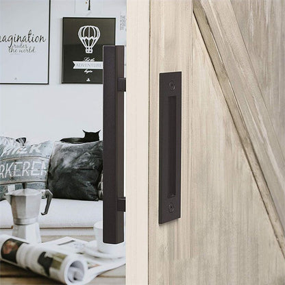 Sliding Barn Door Handle Flat Back Plate Double Sided Rectangular Black Door Pull Handle V1294-YM3114220084011-0421