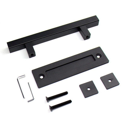 Sliding Barn Door Handle Flat Back Plate Double Sided Rectangular Black Door Pull Handle V1294-YM3114220084011-0421