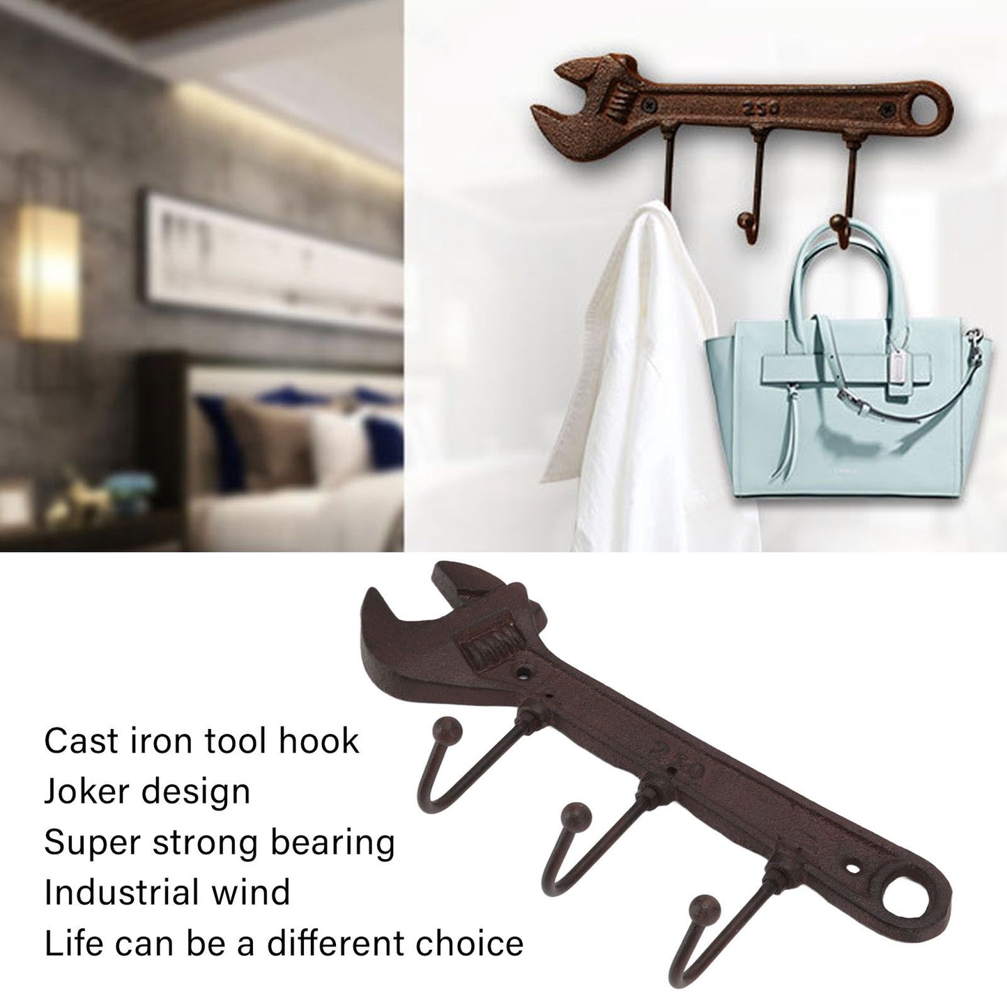Industrial Style Hook Innovative Wall Decorative Cast Iron Hooks Clothes Hanger Pendant for Bar Entryway V1294-YM3114220084912-0421