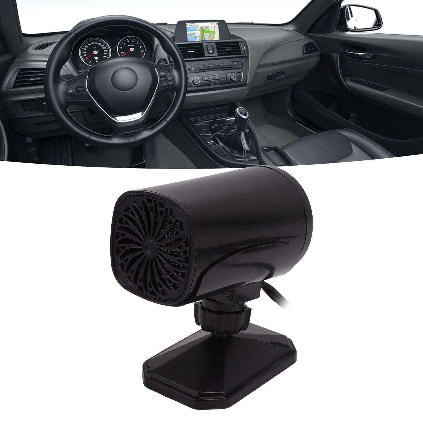 Car Heater Fan 2 in 1 Cooling Heating Car Fan Portable Windshield Defroster Defogger Black 12V V1294-YM3114220085312-0421