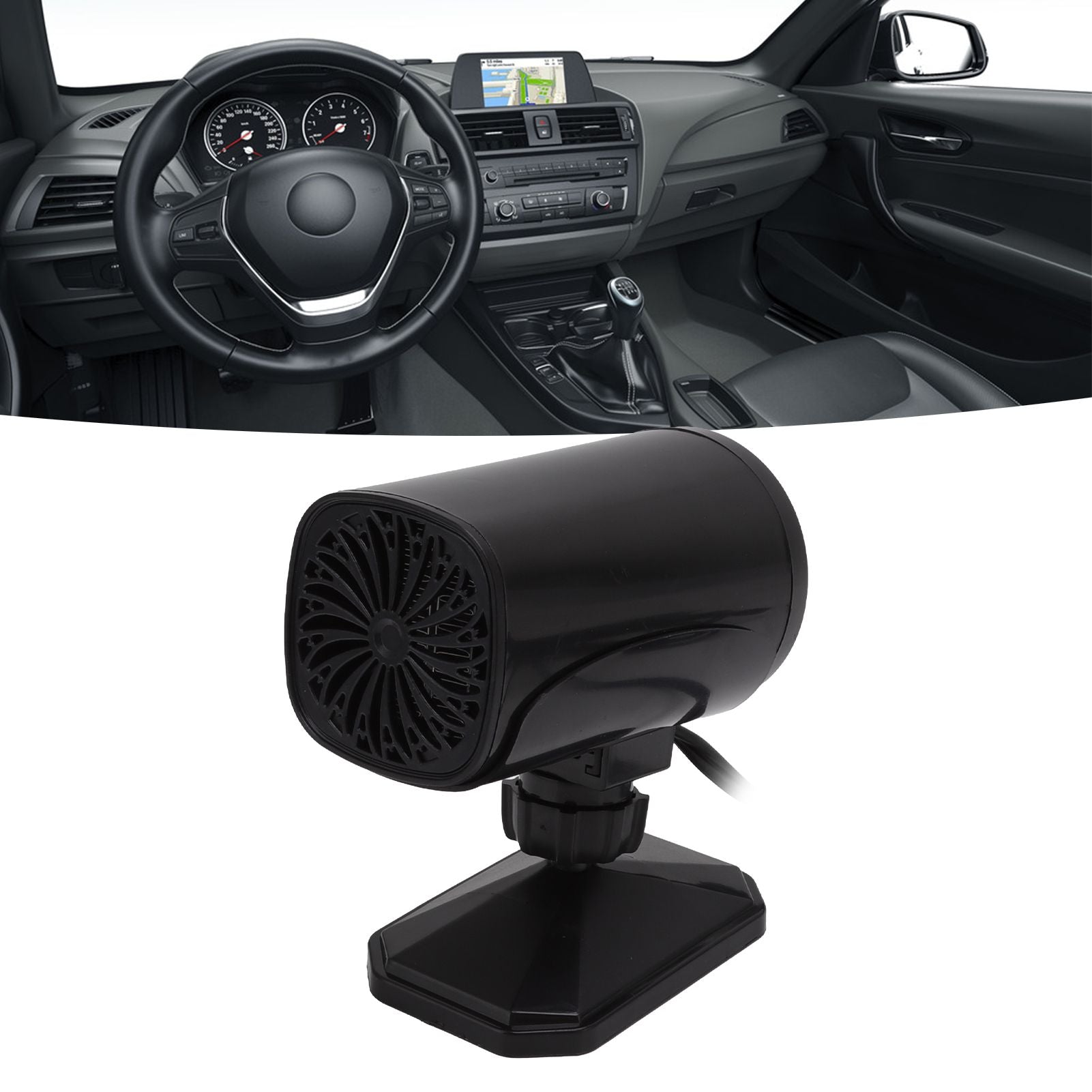Car Heater Fan 2 in 1 Cooling Heating Car Fan Portable Windshield Defroster Defogger Black 12V V1294-YM3114220085312-0421