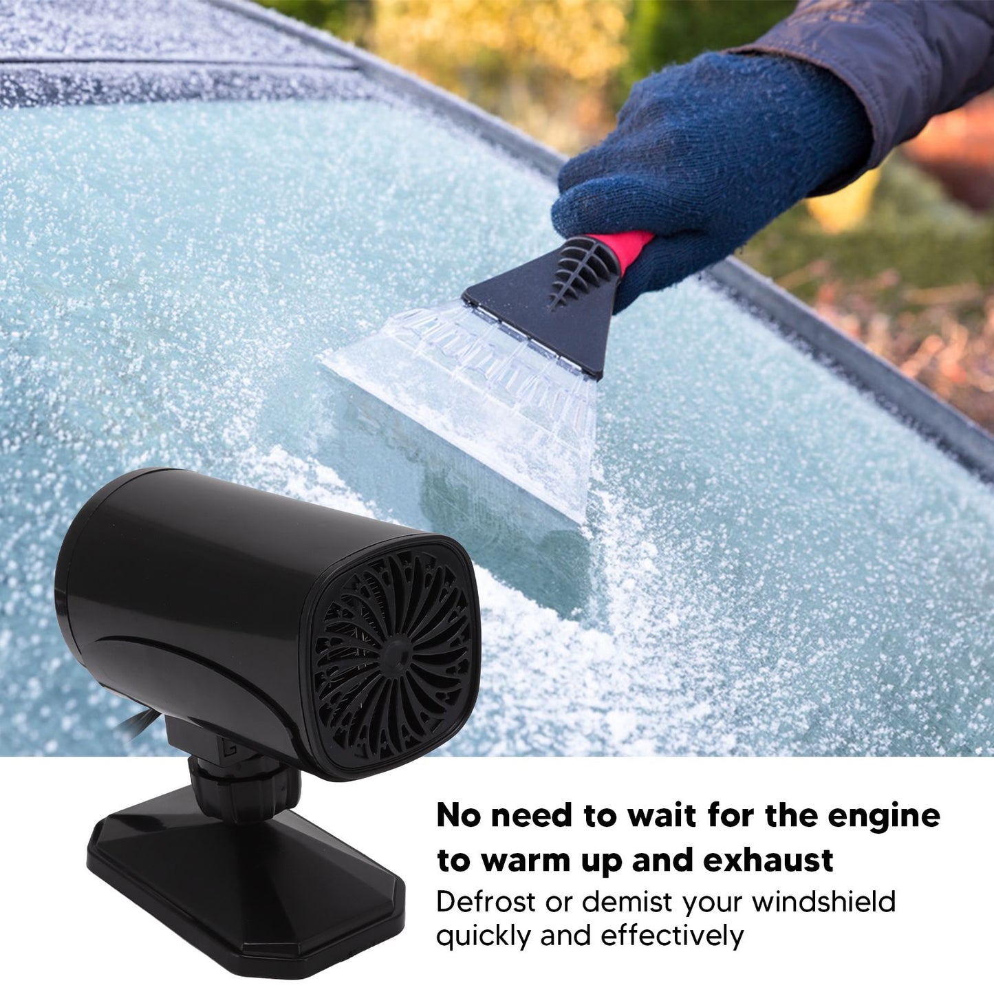 Car Heater Fan 2 in 1 Cooling Heating Car Fan Portable Windshield Defroster Defogger Black 12V V1294-YM3114220085312-0421
