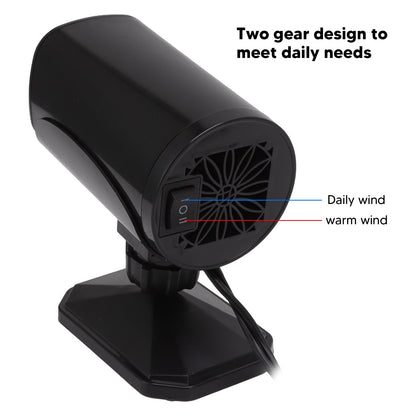 Car Heater Fan 2 in 1 Cooling Heating Car Fan Portable Windshield Defroster Defogger Black 12V V1294-YM3114220085312-0421