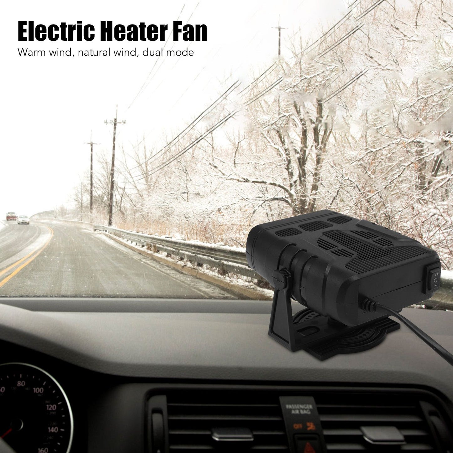 Car Heater Dual Use 2 Modes Angle Adjustment Fireproof Car Demister Defroster for Cleaning Windshield Window V1294-YM3114220085412-0421