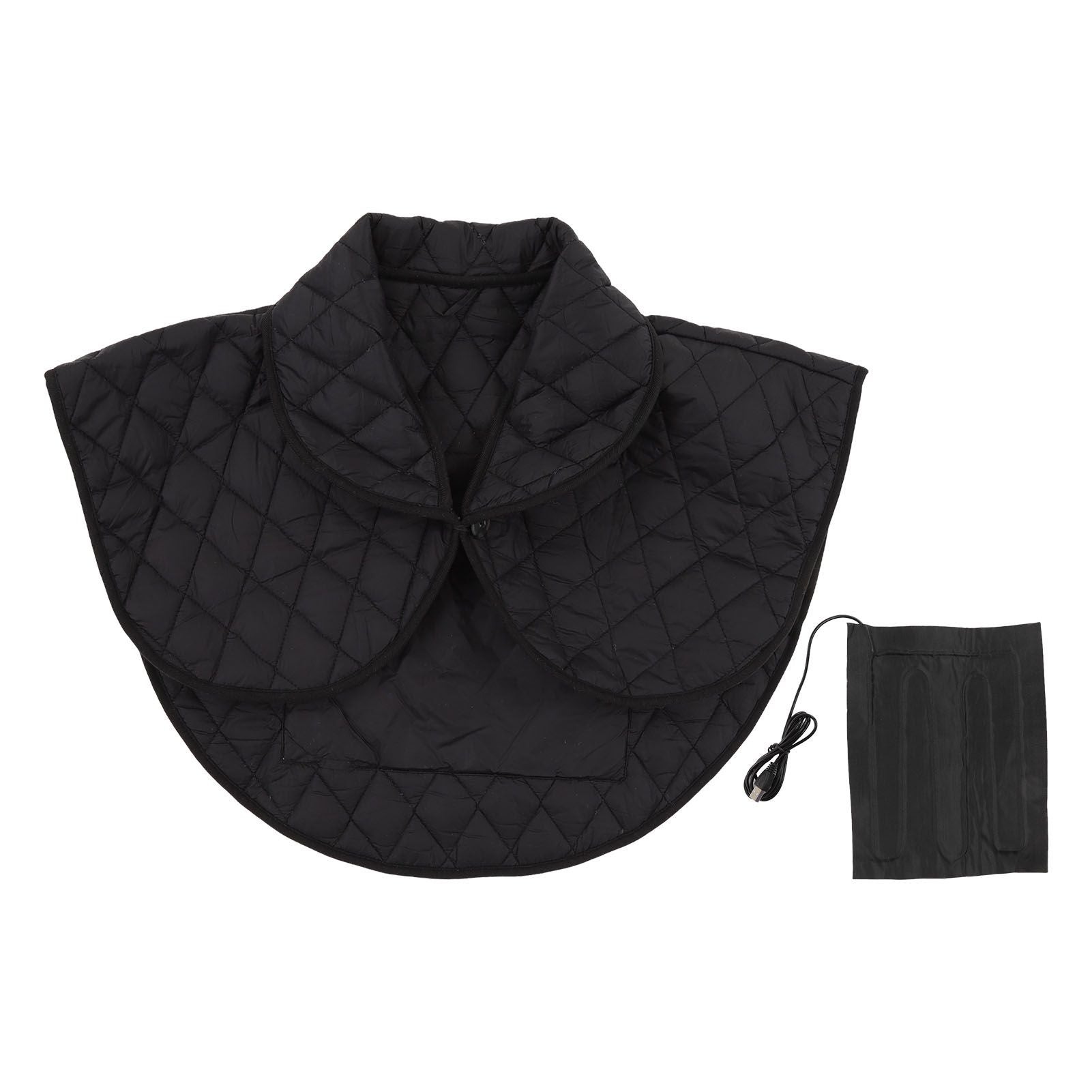 Shoulder Heating Pad Cold Proof Polyester Fiber USB Power Supply Unisex Electric Heated Shawl for Winter Black V1294-YM3114220085611-0421