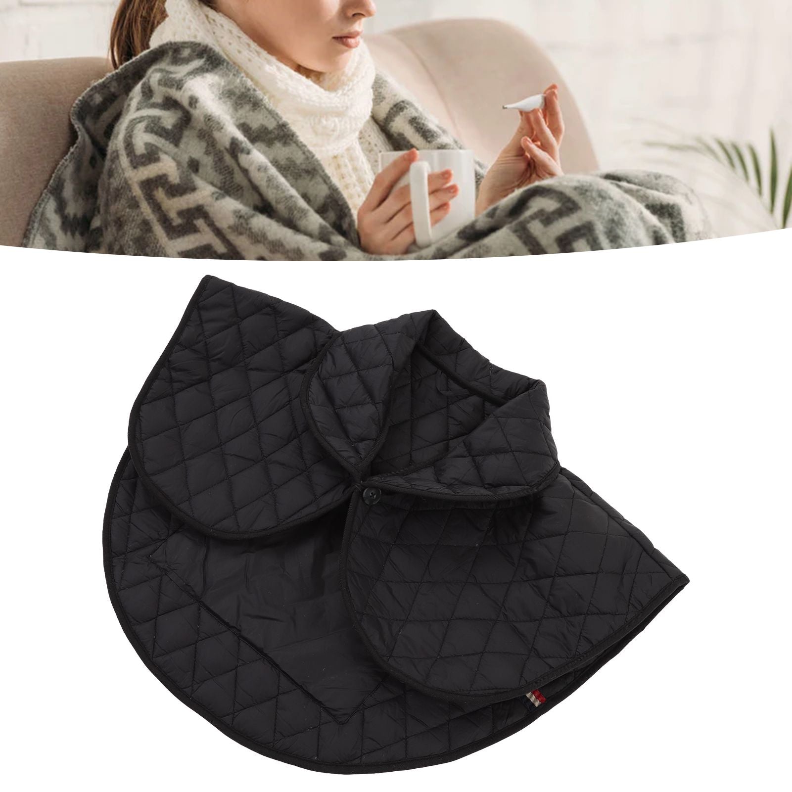 Shoulder Heating Pad Cold Proof Polyester Fiber USB Power Supply Unisex Electric Heated Shawl for Winter Black V1294-YM3114220085611-0421