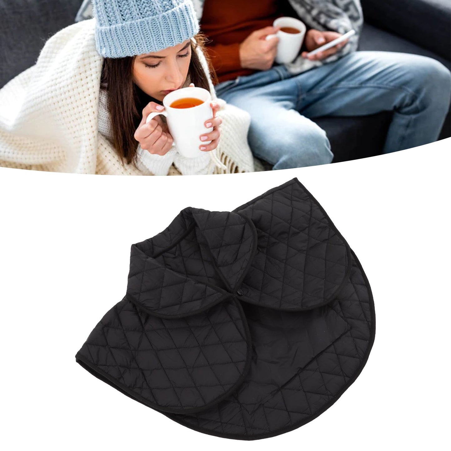 Shoulder Heating Pad Cold Proof Polyester Fiber USB Power Supply Unisex Electric Heated Shawl for Winter Black V1294-YM3114220085611-0421
