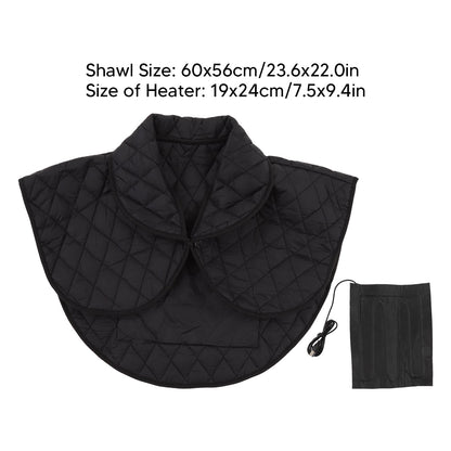 Shoulder Heating Pad Cold Proof Polyester Fiber USB Power Supply Unisex Electric Heated Shawl for Winter Black V1294-YM3114220085611-0421