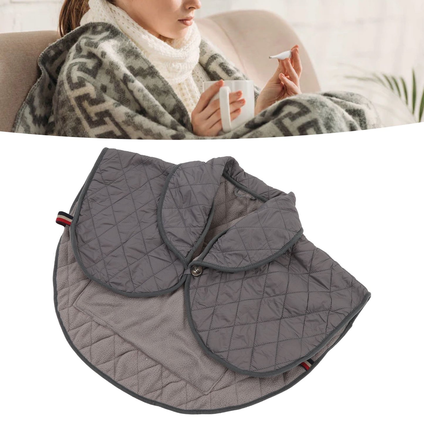 Shoulder Heating Pad Cold Proof Polyester Fiber USB Power Supply Unisex Electric Heated Shawl for Winter Grey V1294-YM3114220085612-0421