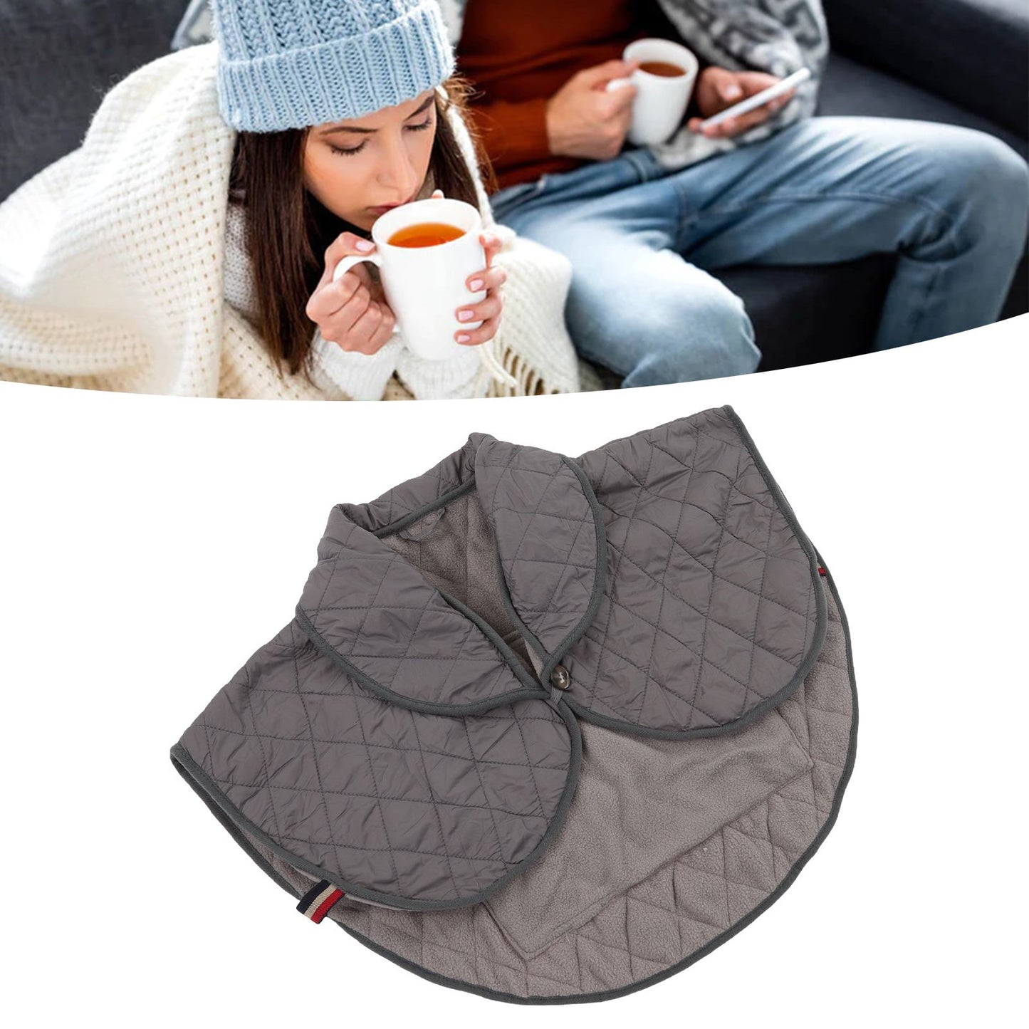 Shoulder Heating Pad Cold Proof Polyester Fiber USB Power Supply Unisex Electric Heated Shawl for Winter Grey V1294-YM3114220085612-0421