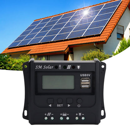 Solar Panel Controller 3 Stage PWM Charging Intelligent Microcontroller ABS Aluminum Plate 12V 24V Solar V1294-YM3114220088011-0421