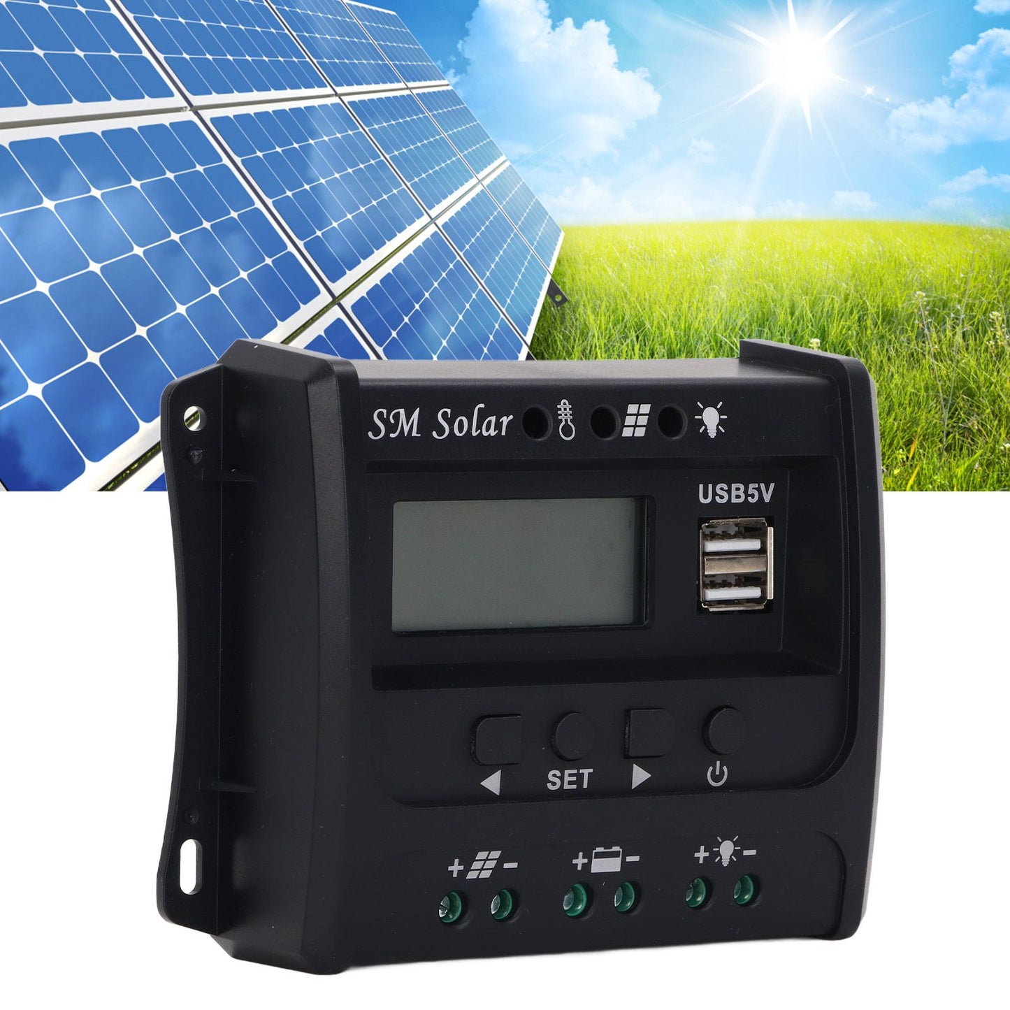 Solar Panel Controller 3 Stage PWM Charging Intelligent Microcontroller ABS Aluminum Plate 12V 24V Solar V1294-YM3114220088011-0421