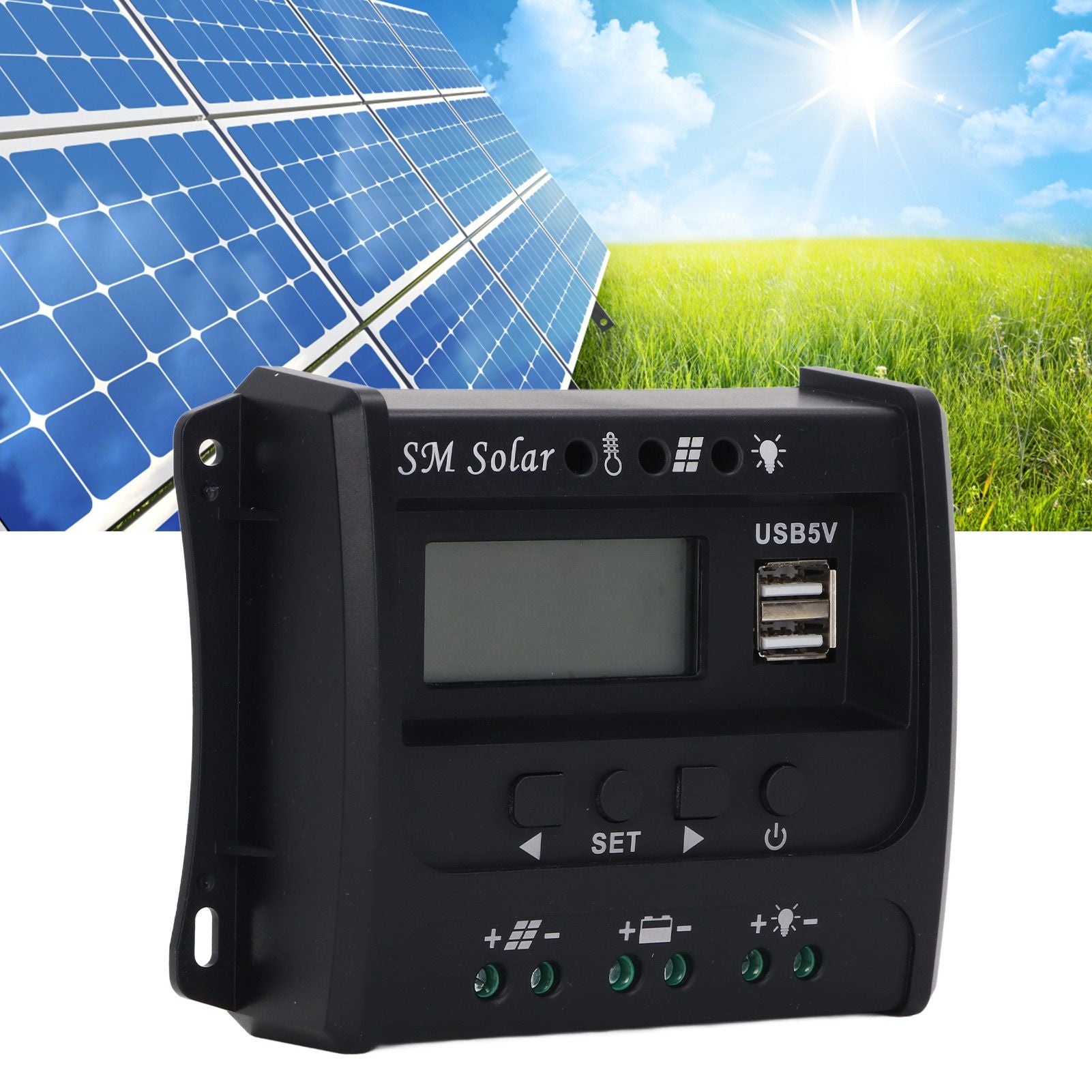 Solar Panel Controller 3 Stage PWM Charging Intelligent Microcontroller ABS Aluminum Plate 12V 24V Solar V1294-YM3114220088011-0421