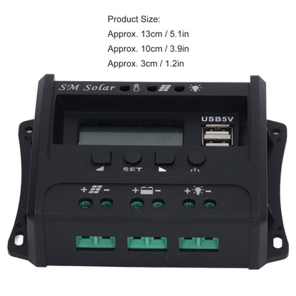 Solar Panel Controller 3 Stage PWM Charging Intelligent Microcontroller ABS Aluminum Plate 12V 24V Solar V1294-YM3114220088011-0421