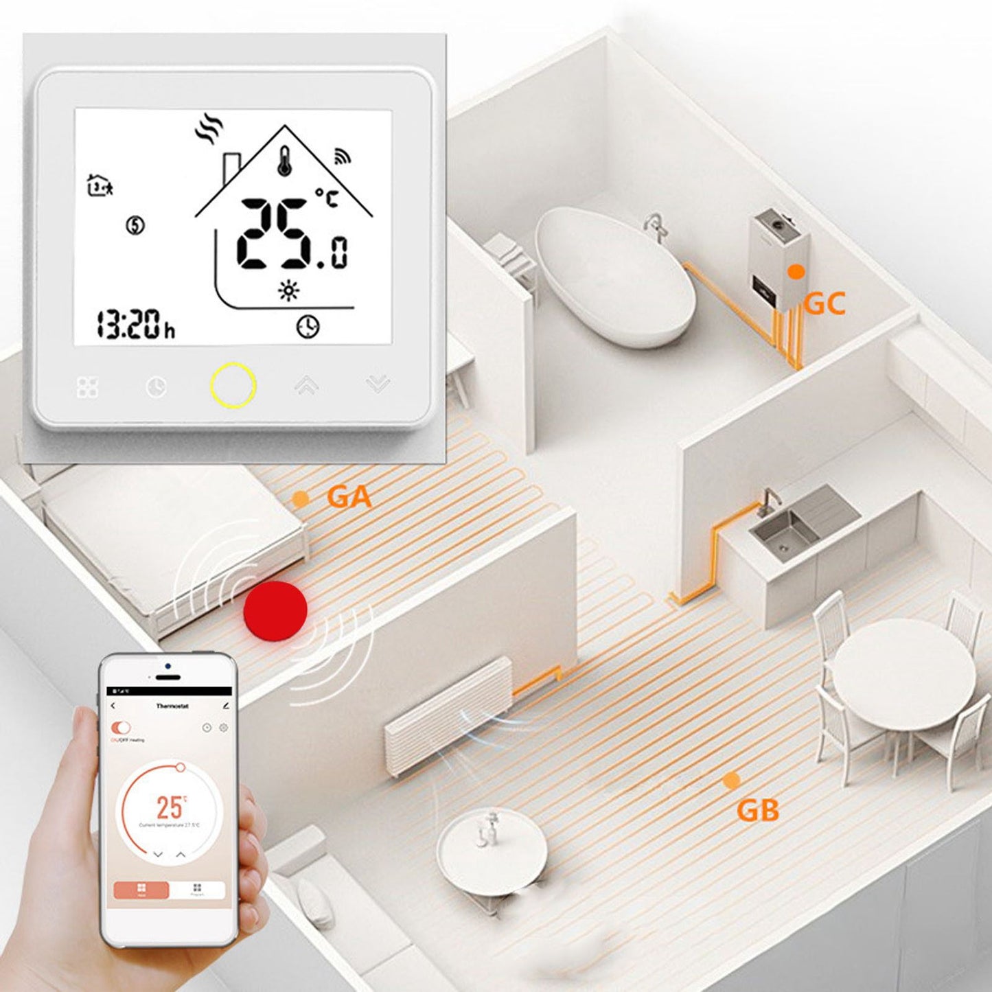 Smart Thermostat for Zigbee Mobile Phone App Voice Control Smart Remote Water Heating Thermostat AC 95-240V V1294-YM3114220090011-0421