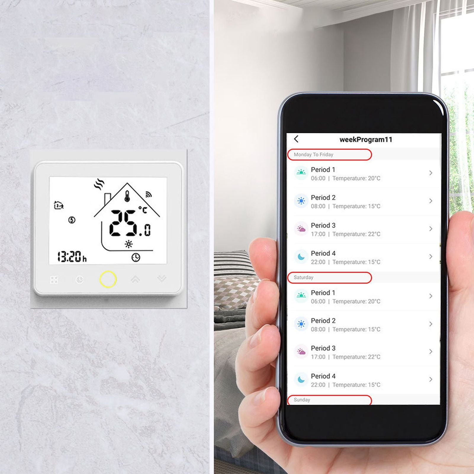 Smart Thermostat for Zigbee Mobile Phone App Voice Control Smart Remote Water Heating Thermostat AC 95-240V V1294-YM3114220090011-0421