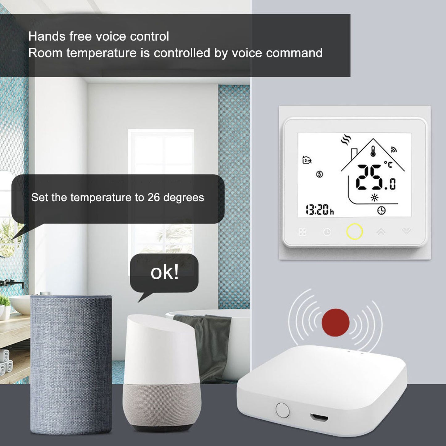 Smart Thermostat for Zigbee Mobile Phone App Voice Control Smart Remote Water Heating Thermostat AC 95-240V V1294-YM3114220090011-0421