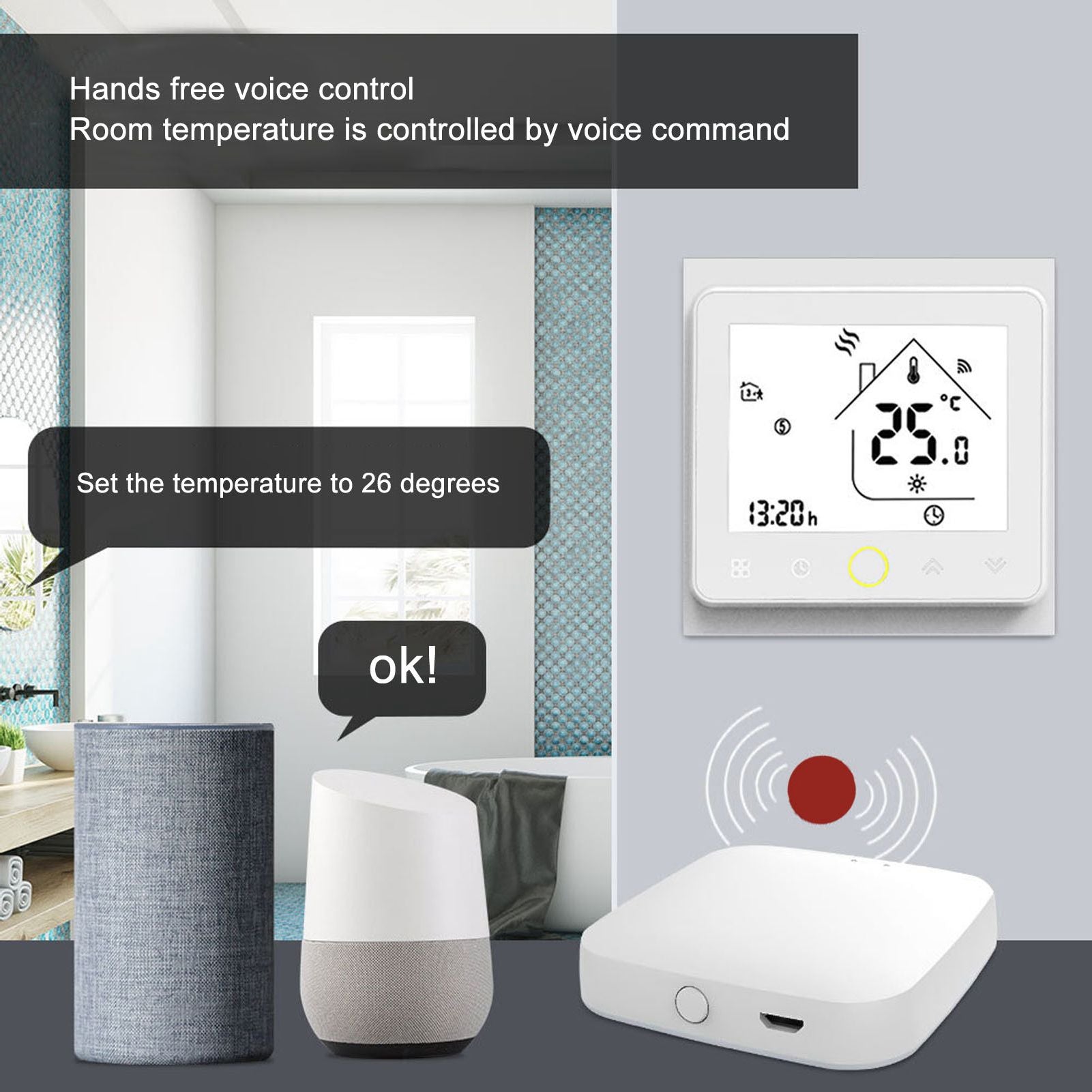Smart Thermostat for Zigbee Mobile Phone App Voice Control Smart Remote Water Heating Thermostat AC 95-240V V1294-YM3114220090011-0421