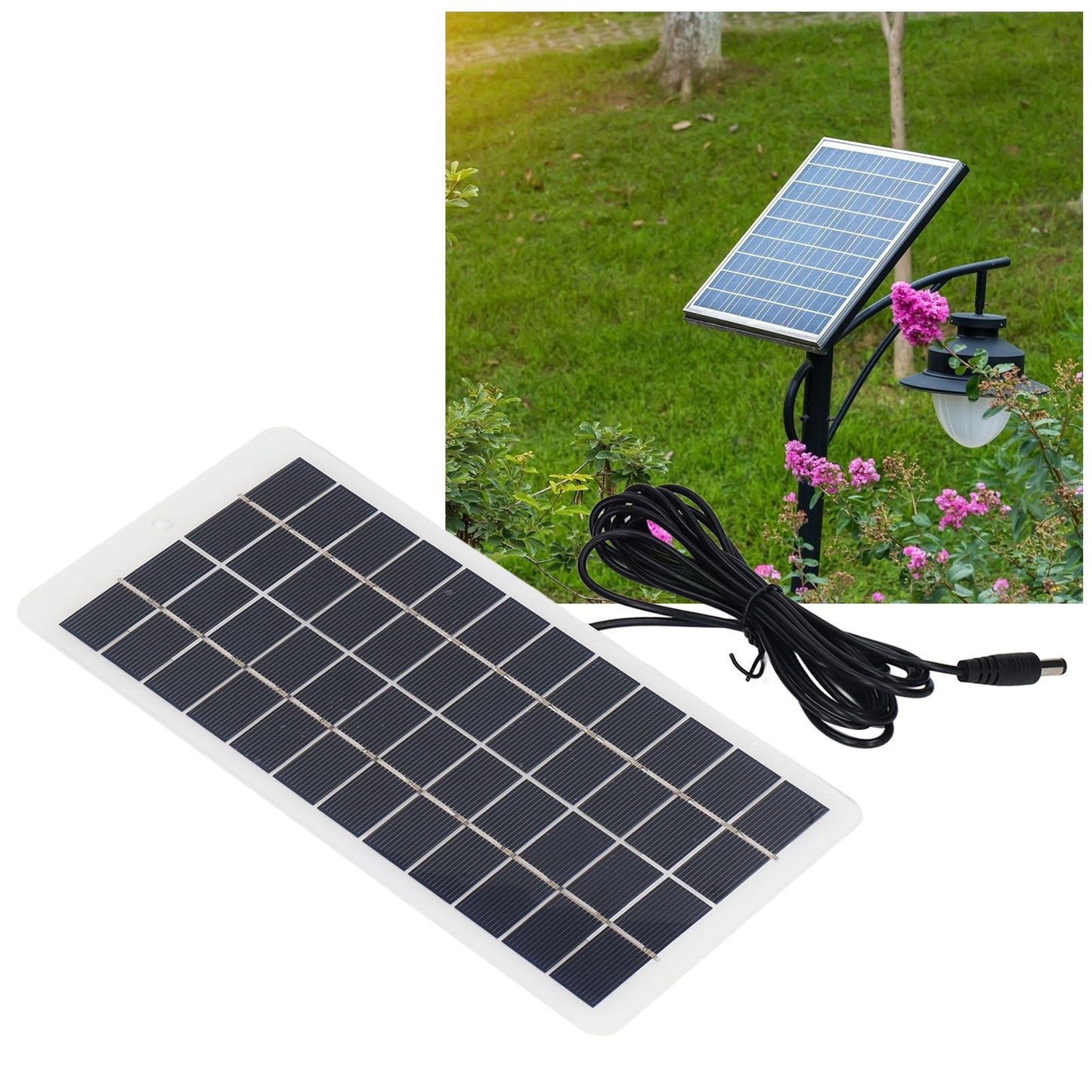 Solar Panel Polysilicon High Light Transmission Portable Solar Cell with DC Interface for 3.7V Battery 5W 12V V1294-YM3114220090811-0421