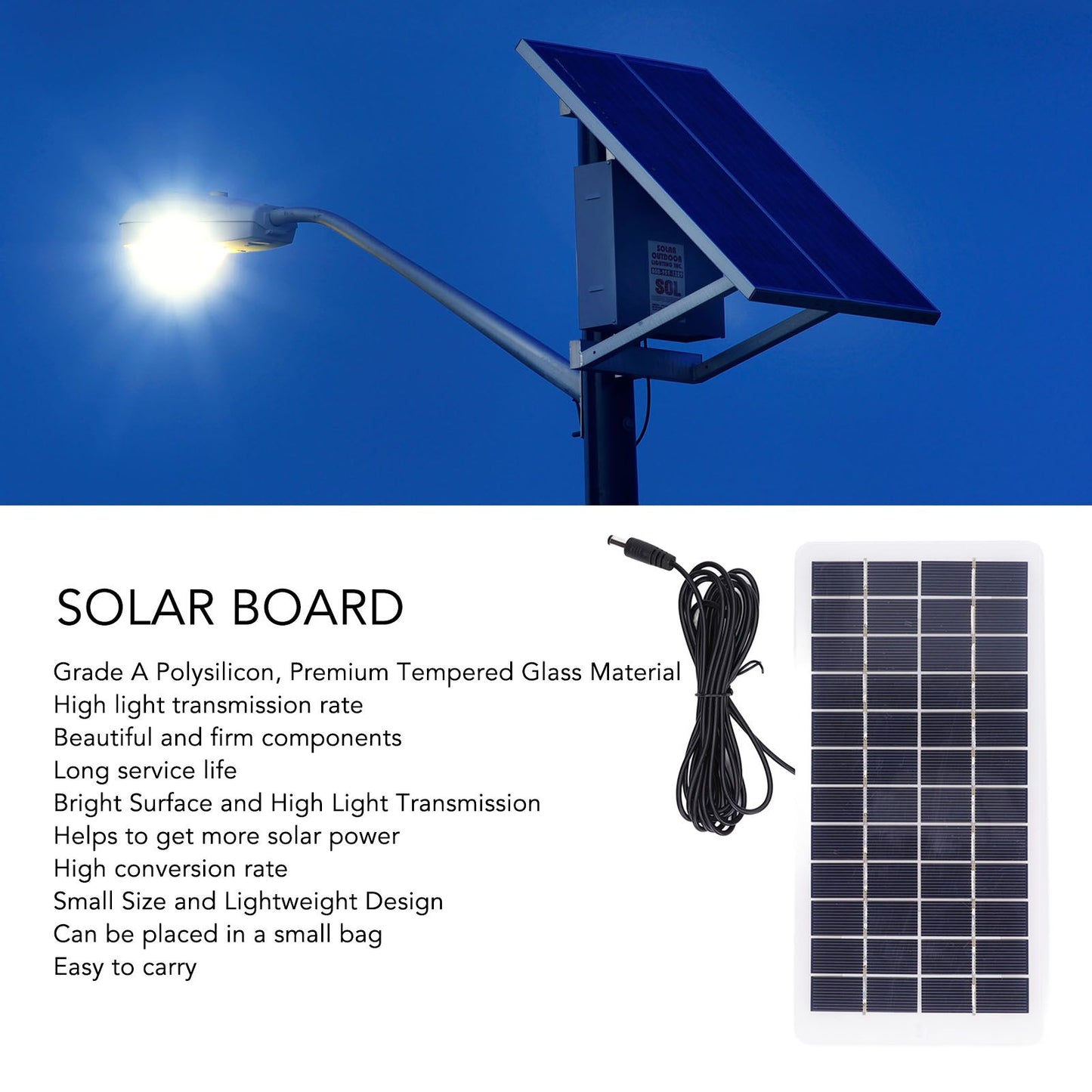 Solar Panel Polysilicon High Light Transmission Portable Solar Cell with DC Interface for 3.7V Battery 5W 12V V1294-YM3114220090811-0421