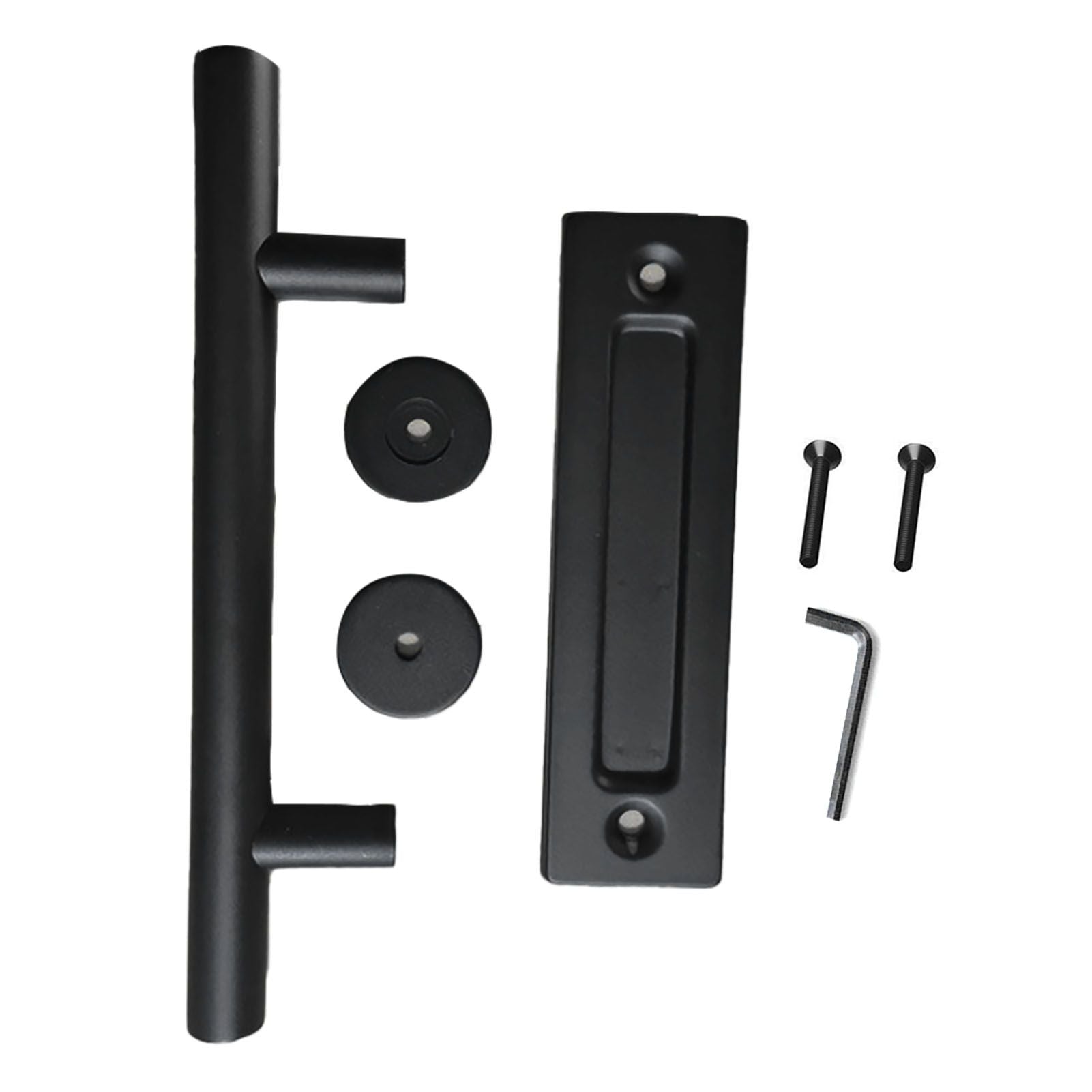 Sliding Barn Door Handle Carbon Steel 4.8mm Thick Double Sided Barn Door Push Pull Handle Black Round Handle V1294-YM3114220092411-0421