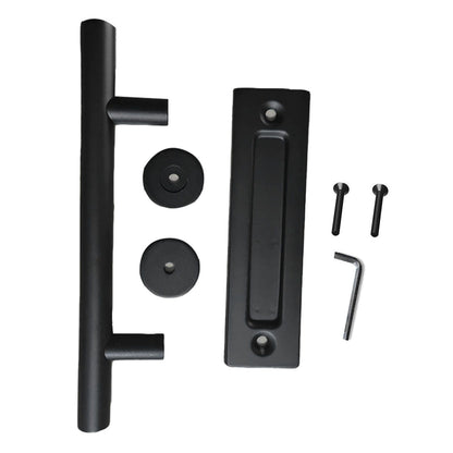 Sliding Barn Door Handle Carbon Steel 4.8mm Thick Double Sided Barn Door Push Pull Handle Black Round Handle V1294-YM3114220092411-0421