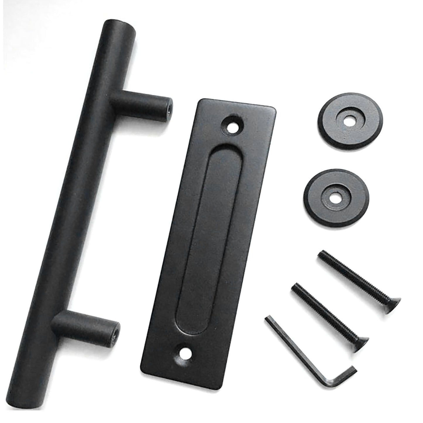 Sliding Barn Door Handle Carbon Steel 4.8mm Thick Double Sided Barn Door Push Pull Handle Black Round Handle V1294-YM3114220092411-0421