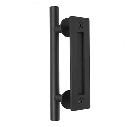 Sliding Barn Door Handle Carbon Steel 4.8mm Thick Double Sided Barn Door Push Pull Handle Black Round Handle V1294-YM3114220092411-0421