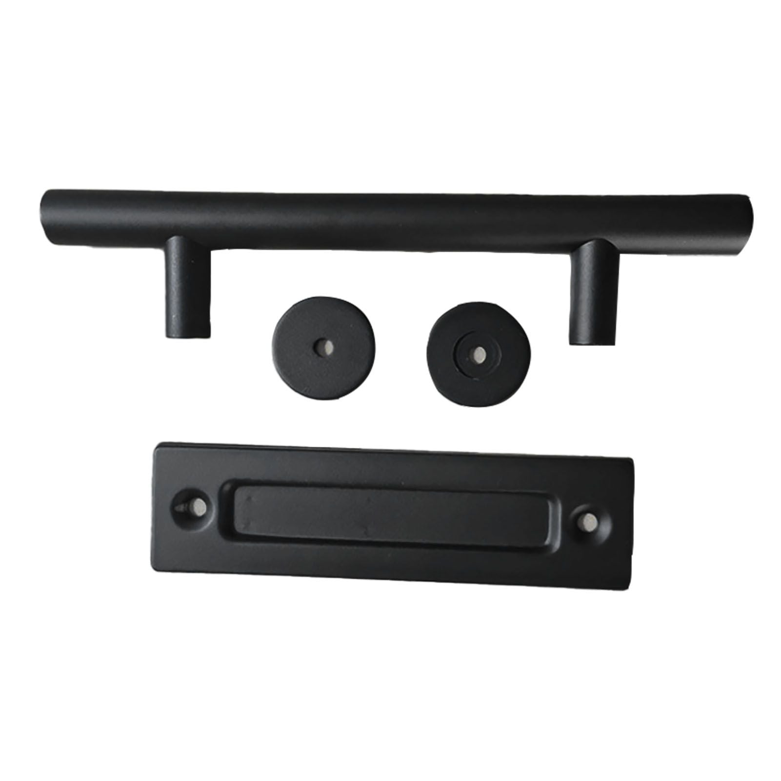 Sliding Barn Door Handle Carbon Steel 4.8mm Thick Double Sided Barn Door Push Pull Handle Black Round Handle V1294-YM3114220092411-0421
