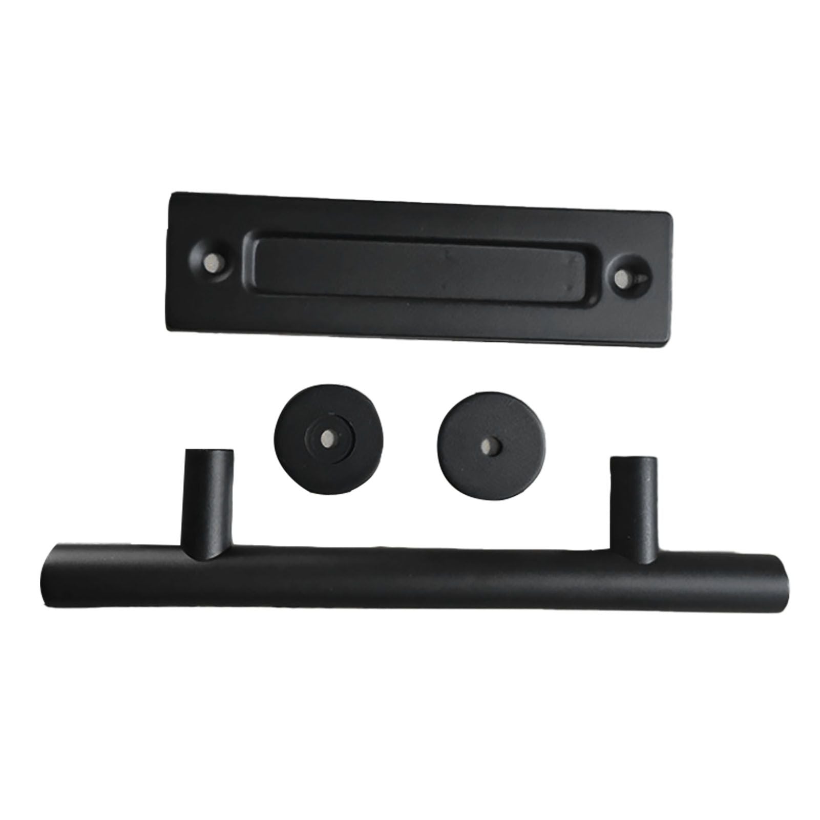 Sliding Barn Door Handle Carbon Steel 4.8mm Thick Double Sided Barn Door Push Pull Handle Black Round Handle V1294-YM3114220092411-0421