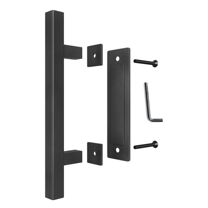 Sliding Barn Door Handle Carbon Steel 4.8mm Thick Double Sided Barn Door Push Pull Handle Black Square Handle V1294-YM3114220092412-0421