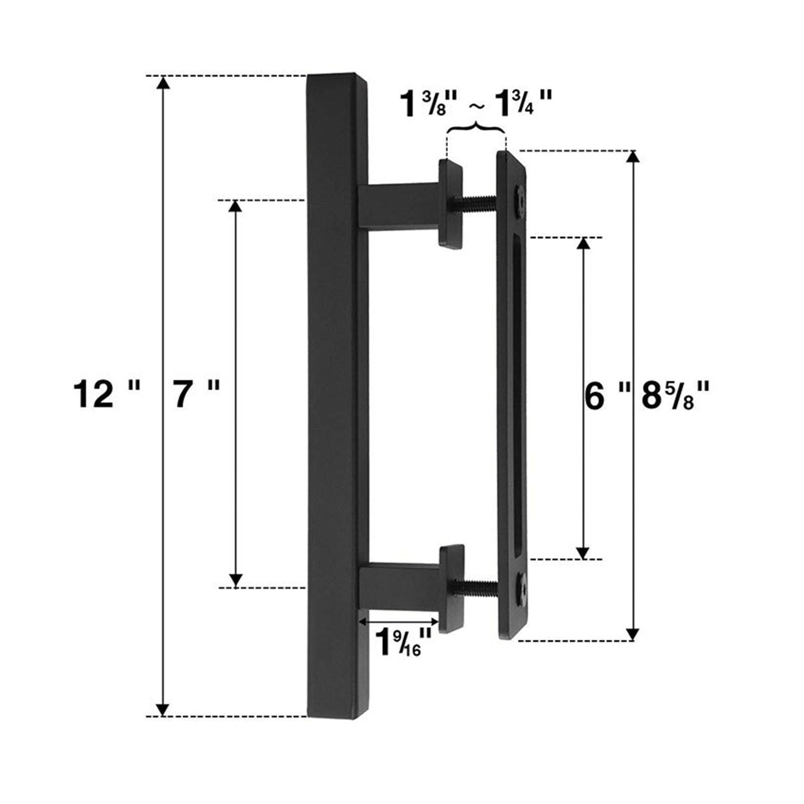 Sliding Barn Door Handle Carbon Steel 4.8mm Thick Double Sided Barn Door Push Pull Handle Black Square Handle V1294-YM3114220092412-0421