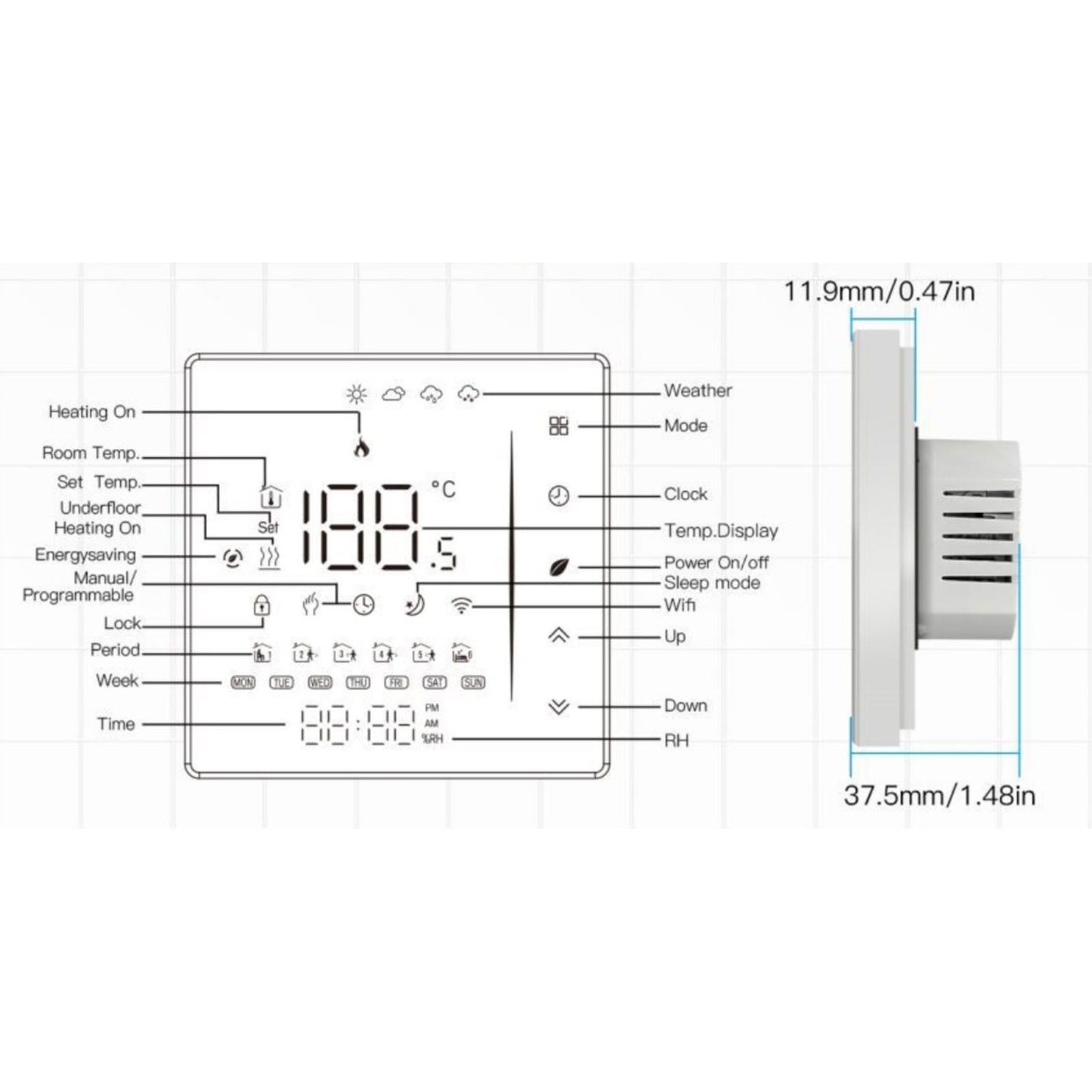 Household Smart Thermostat Programmable App Voice Control Electric Floor Heating Temperature Controller for V1294-YM3114220093111-0421