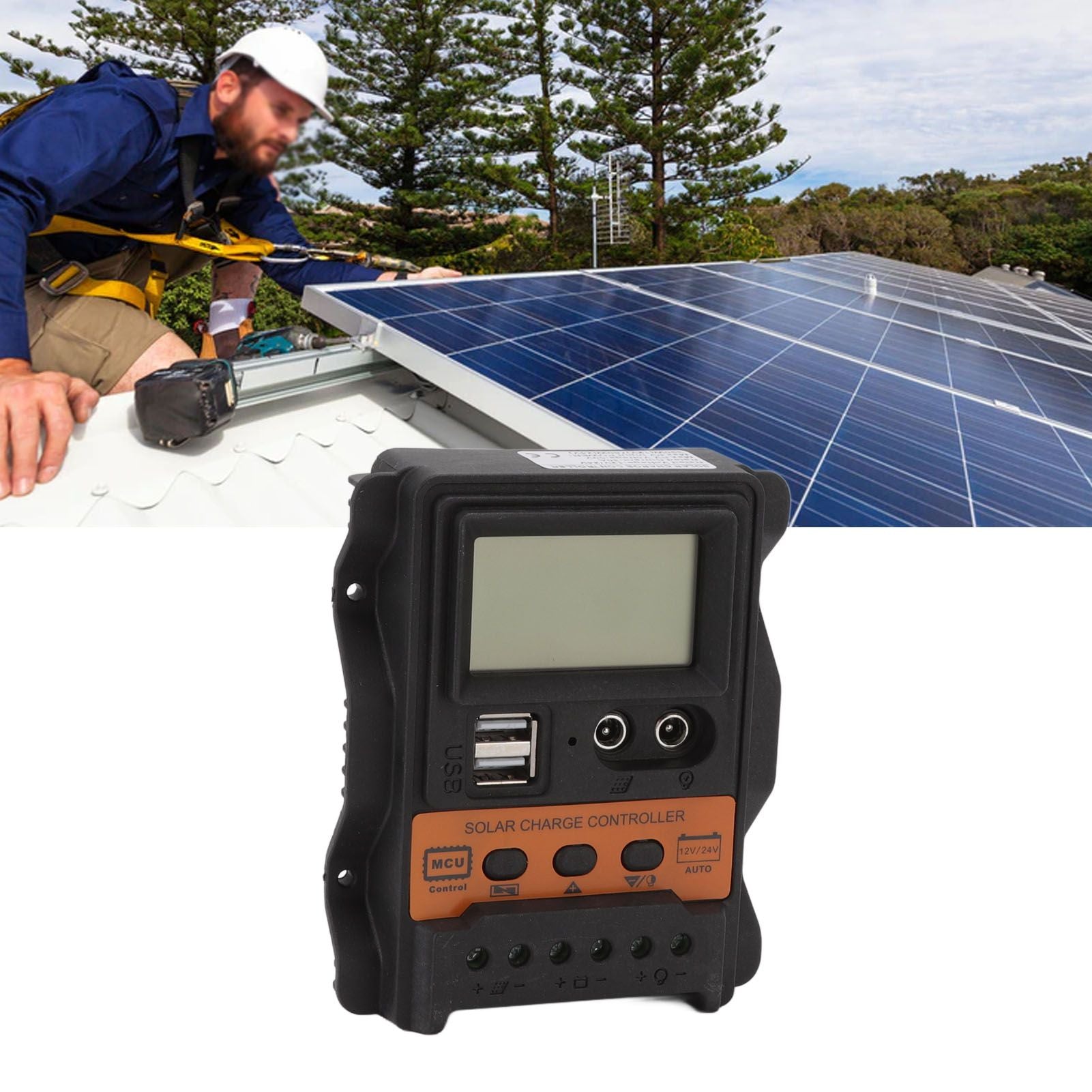12V 24V Dual USB Solar Charge Controller PWM Photovoltaic Solar Panel Charge Regulator with LCD Display 30A V1294-YM3114220094613-0421
