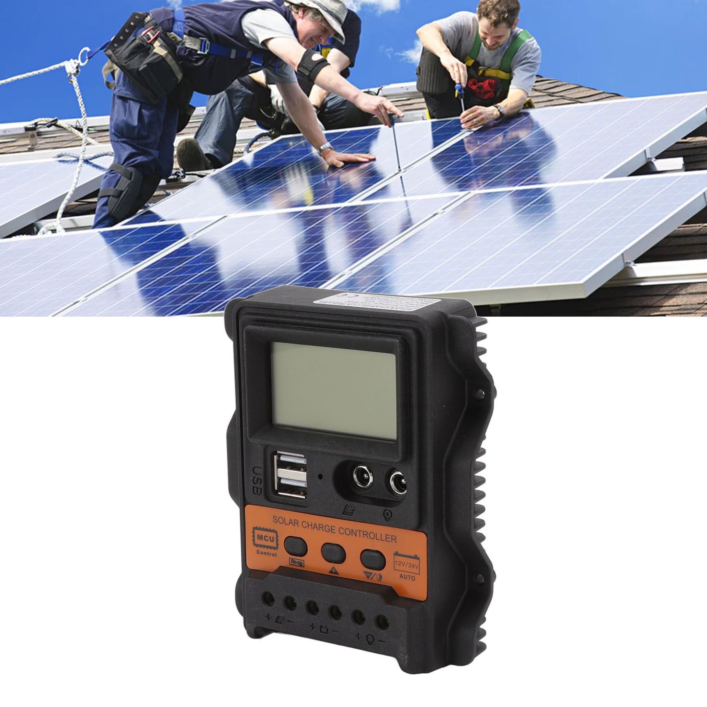 12V 24V Dual USB Solar Charge Controller PWM Photovoltaic Solar Panel Charge Regulator with LCD Display 30A V1294-YM3114220094613-0421