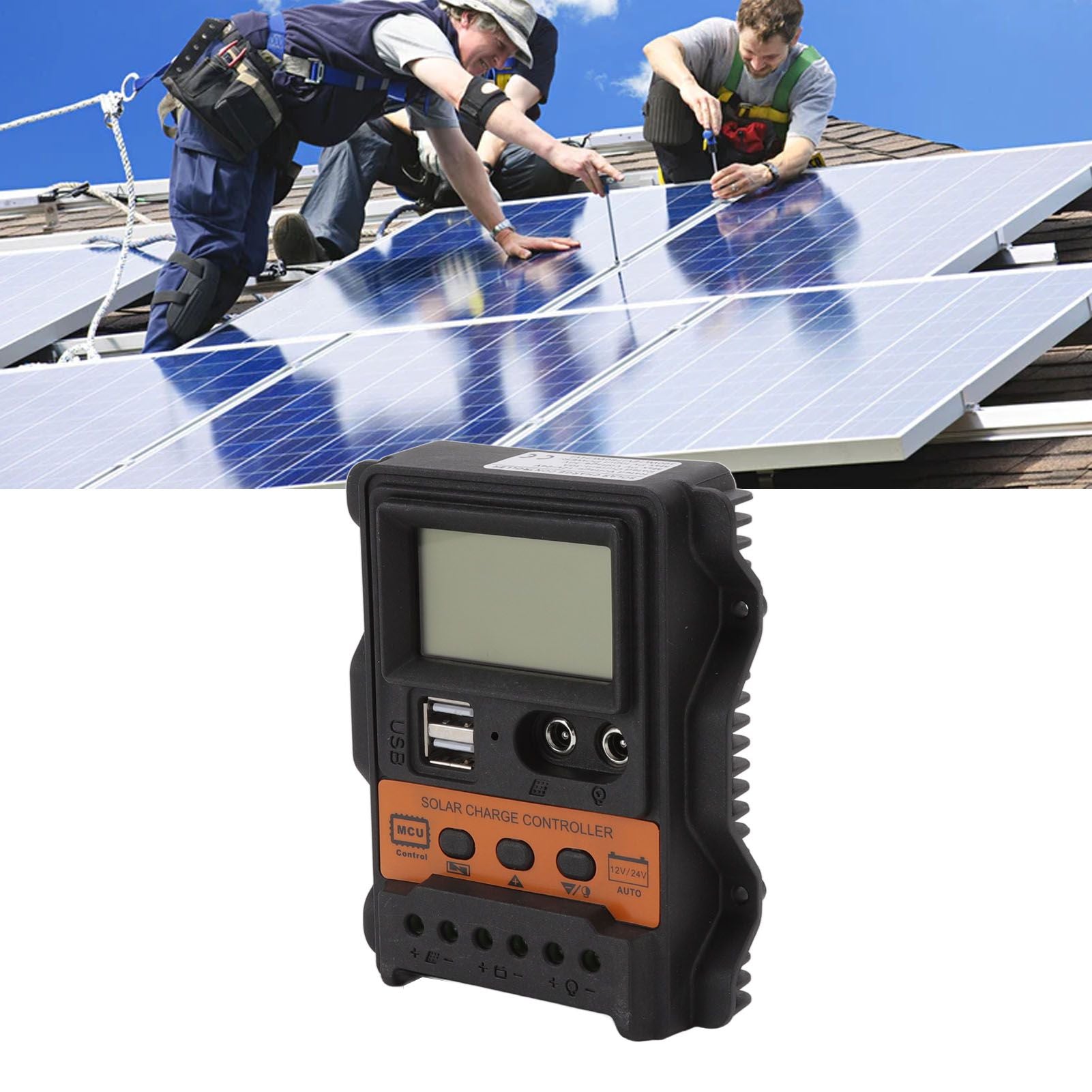 12V 24V Dual USB Solar Charge Controller PWM Photovoltaic Solar Panel Charge Regulator with LCD Display 30A V1294-YM3114220094613-0421