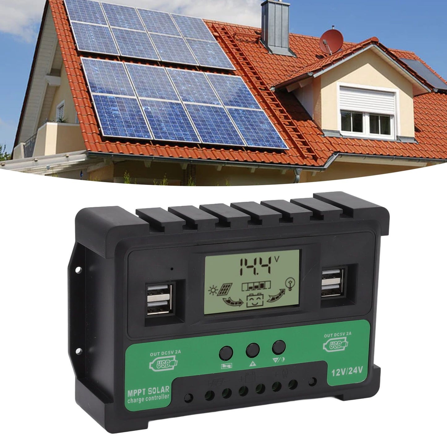Solar Controller 12V 24V Charge Discharge PV Regulator LCD Display Dual USB Output 30A V1294-YM3114220096311-0421